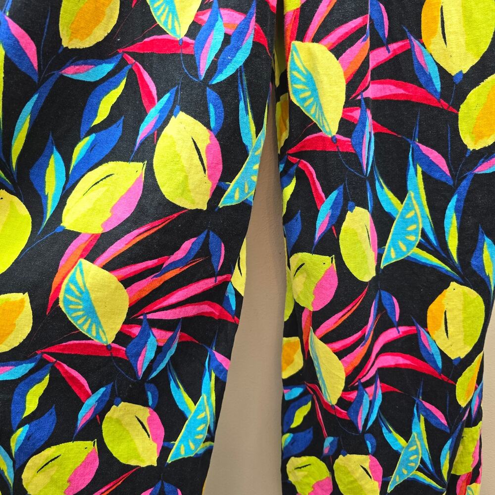 Tabitha Brown x Taget Lemon Print Linen Blend Wide Leg Pants Multicolor SZ Small - Picture 4 of 6